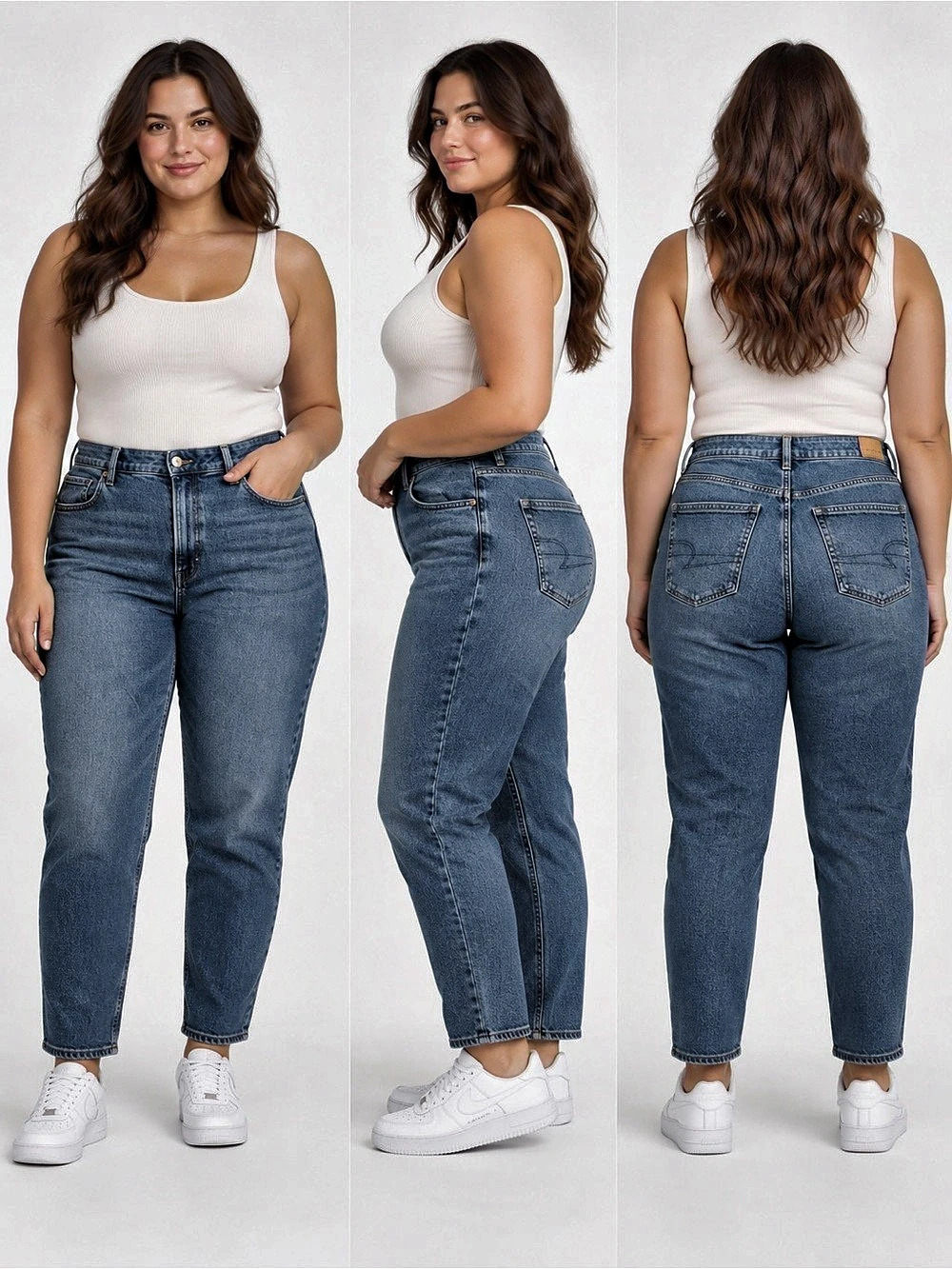 American Eagle Mom Jean Women 16 Regular High Rise Stretch Medium Wash Jeans